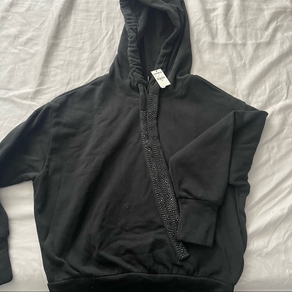 Express Hoodie Embellished Drawstring, Black, XS - Picture 2 of 2